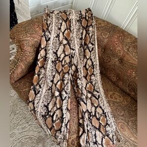 Ellison Black and Brown Snake Print Pleated Wide Leg Pants